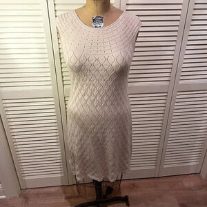 SUNDANCE Women's Cotton Viscose Knitted Light Beige Neutral Mini Dress Size PM